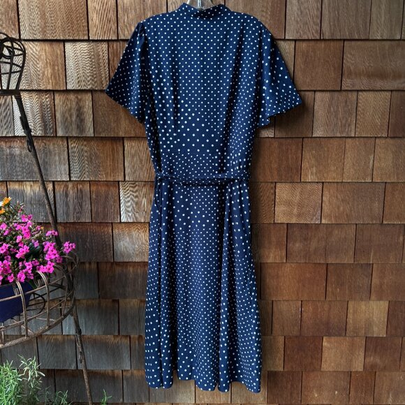 NWT Ann Taylor Navy Dotted Patchwork Pocket Short Sleeve Shirtdress - Women's 14 - Picture 8 of 14